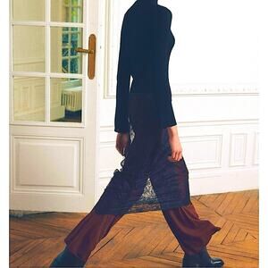 Zara Blogger Favorite Mixed Black Lace Skirt and contrasting pants size small